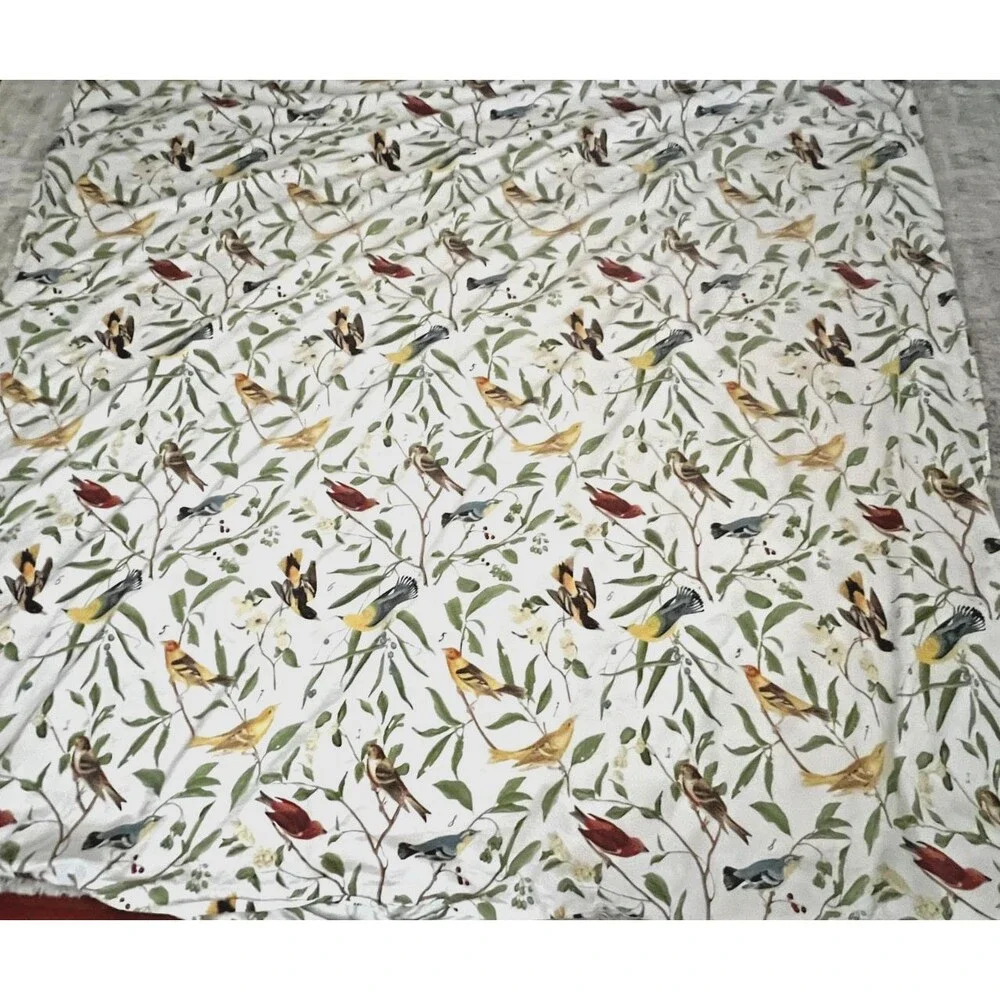 POTTERY BARN Spring Sparrow KING Duvet Cover Birds Botanical Colorful Cotton